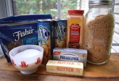 Ingredients for monkey bread with cream cheese