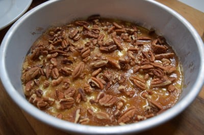 Add pecans to pan.