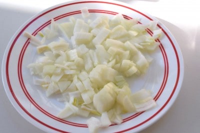 Finely dice onions