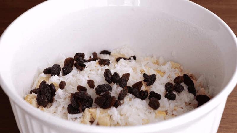 Top with raisins.