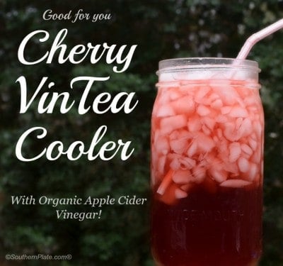 Iced cherry apple cider vinegar tea.