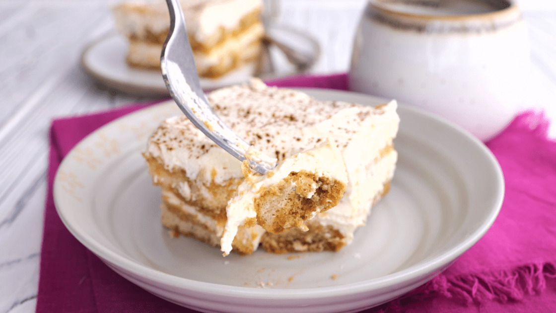 Bite of tiramisu.