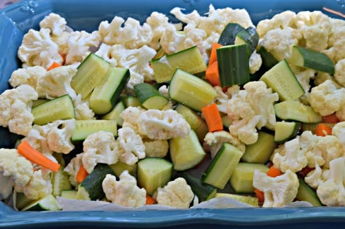 Cut up vegetables.