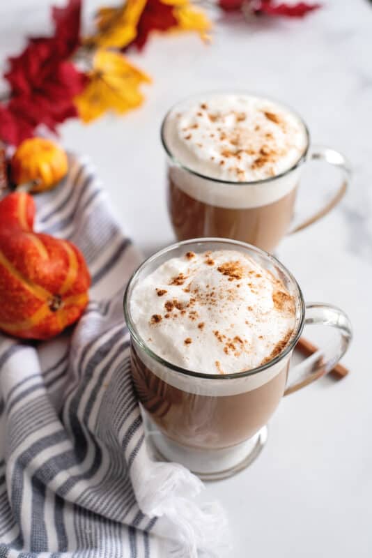 Two cups of sugar-free pumpkin spice latte.