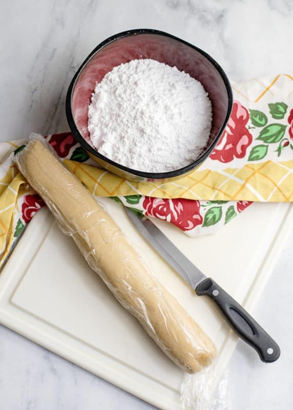 Wrap logs in plastic wrap and refrigerate for an hour or so.