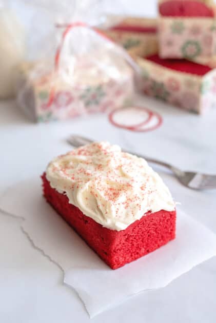 Mini red velvet cake.