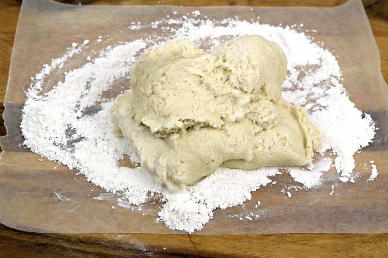 Dough on floured surface.