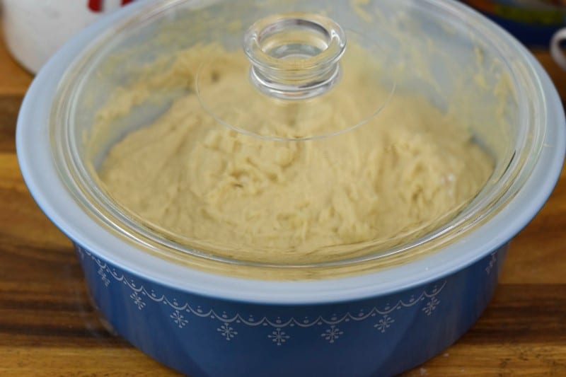 Dough in Dutch oven.