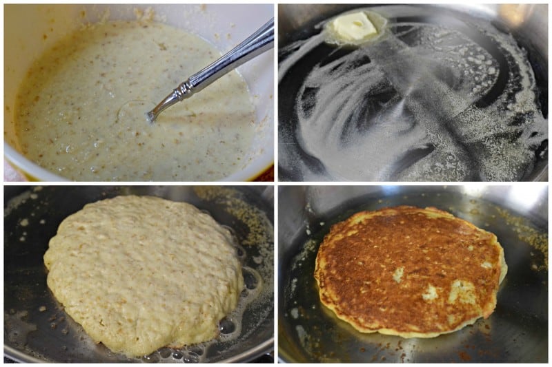 Making the batter and cooking the paradise pancakes.