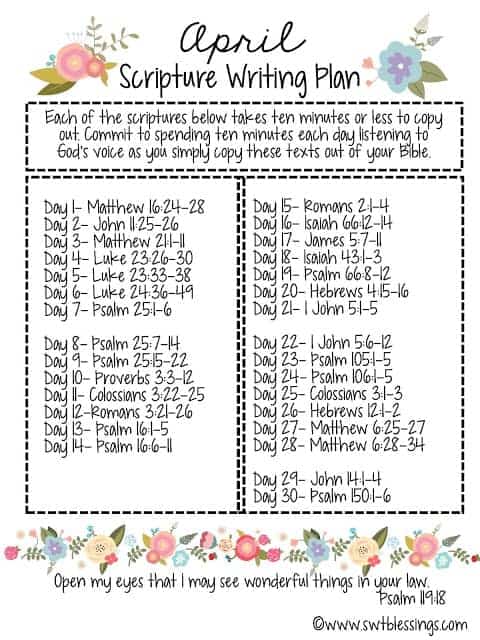 APRIL Scripture Writing Plan English