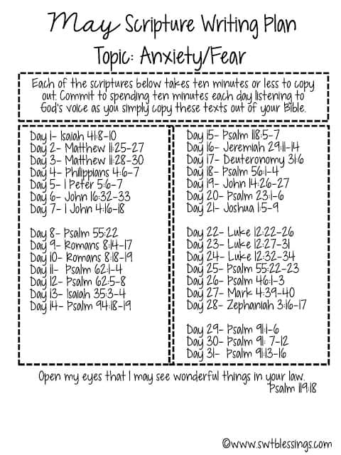 May Scripture Writing Plan Blank