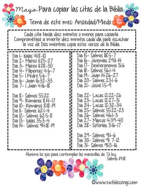 May Scripture Writing Plan Spanish