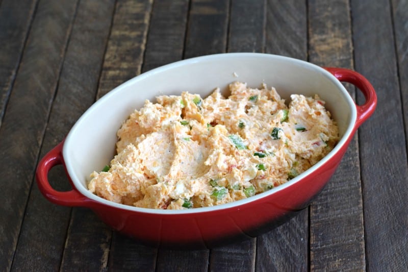 Spread dip into baking dish and bake.