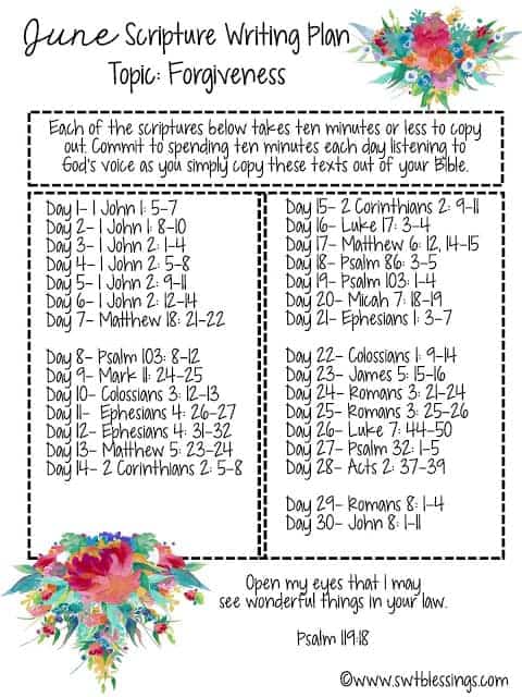 June Scripture Writing Plan English