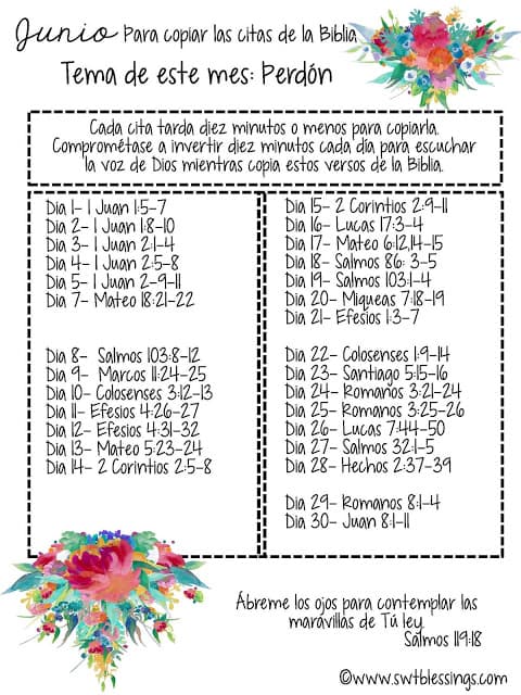 June Scripture Writing Plan Spanish