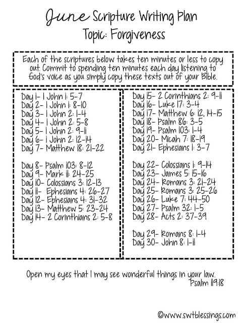 June Scripture Writing Plan plain