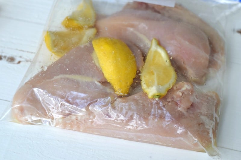 Marinate chicken in a bag with lemon juice.