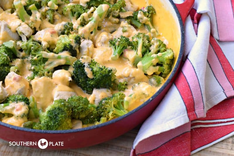 Chicken Broccoli Skillet with Pimento Cheese Sauce