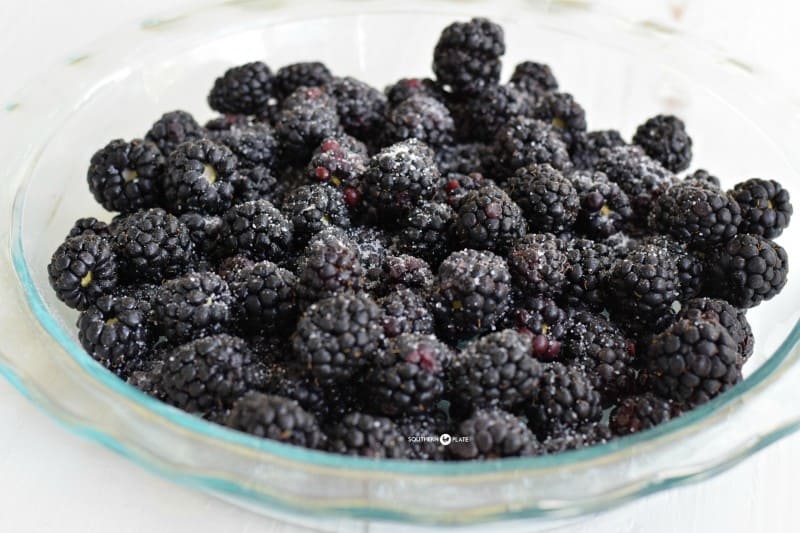 Place berries in the bottom of a pie plate and sprinkle with sweetener.