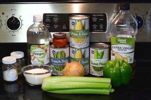 ingredients for vegetable salad.