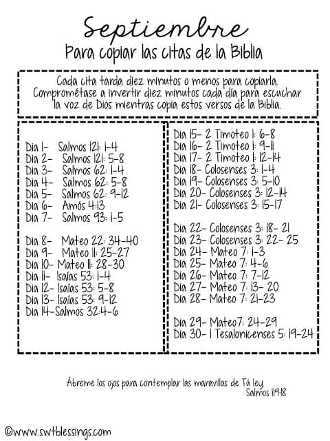 September Scripture Writing Plan 16 Spanish Plain
