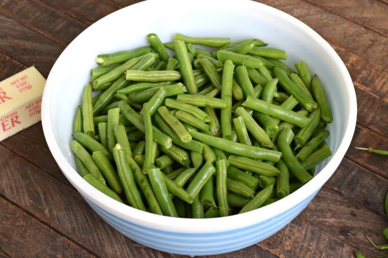Break ends off beans and cut them into bite-sized pieces.