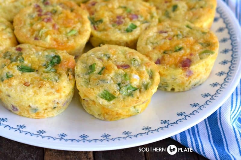 muffin tin omelets on a plate.