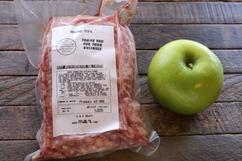 Ingredients for ground pork burgers.