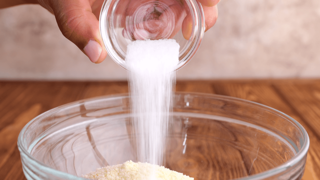 Add salt to mxing bowl.