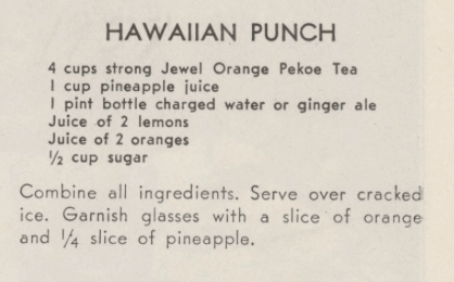 Hawaiian Iced Tea Punch vintage recipe.