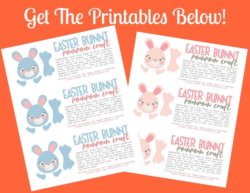 Bunny Pom Pom Crafts (with free printable)