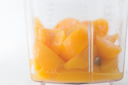 Blend peaches until liquified. 