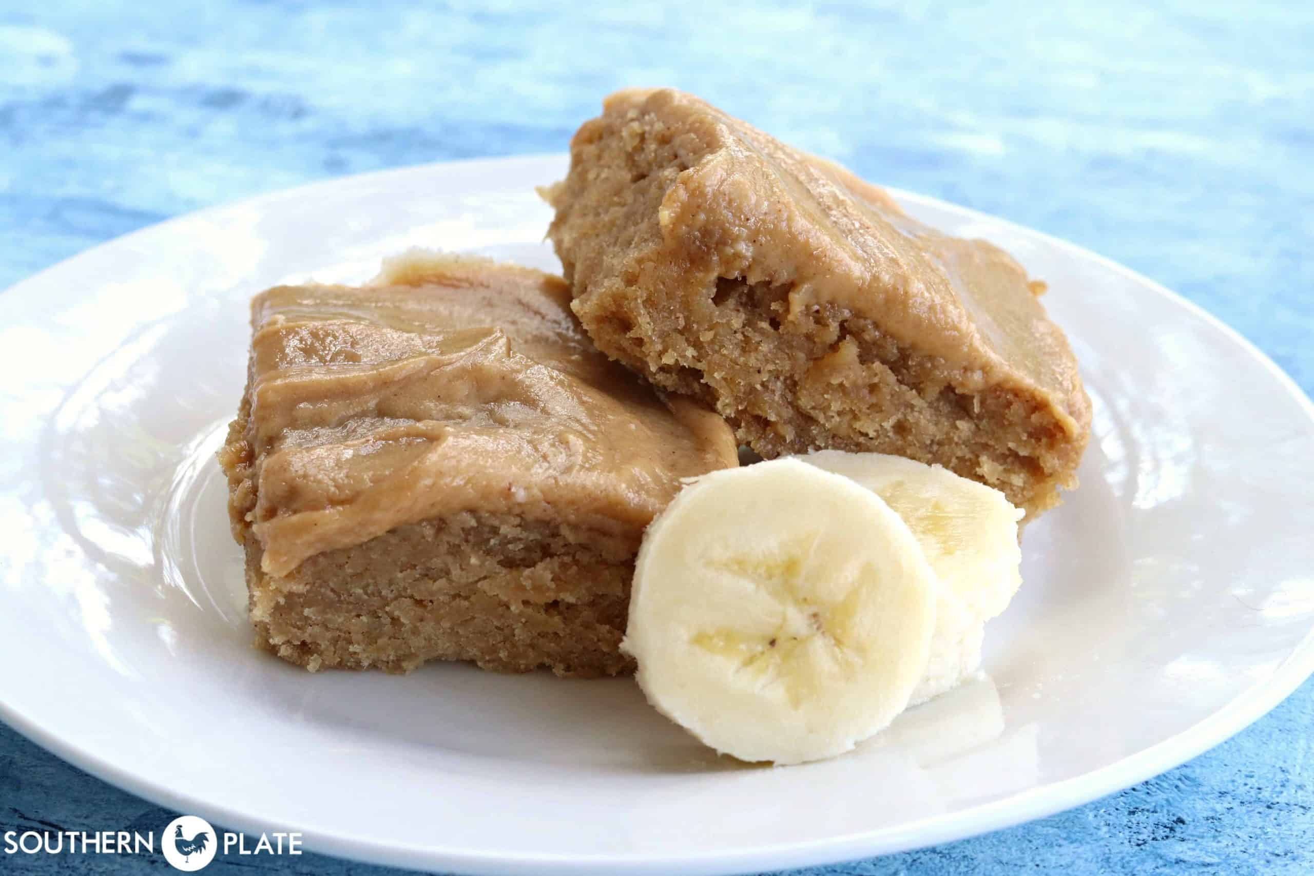 Recipe for Banana Brownies (with Quick Peanut Butter Honey Icing)