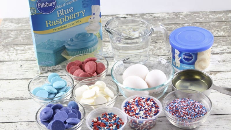 Patriotic Cake Truffles ingredients.