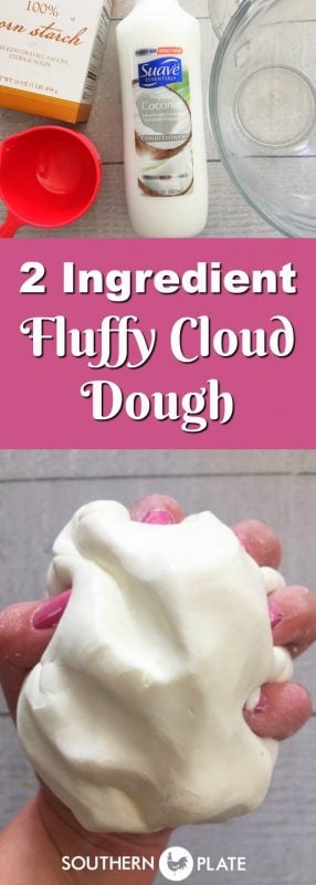 2 ingredient Fluffy Cloud Dough - Super simple to make and uses inexpensive ingredients that you may already have!
