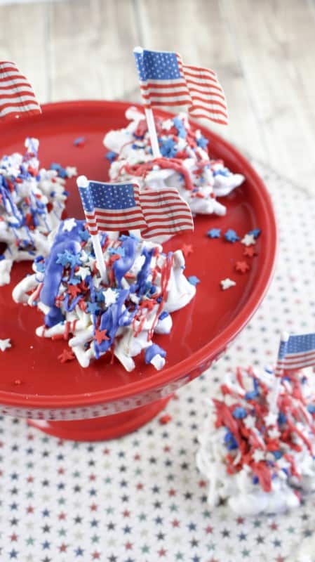 Old Glory Haystacks Candy with American flag toppers.