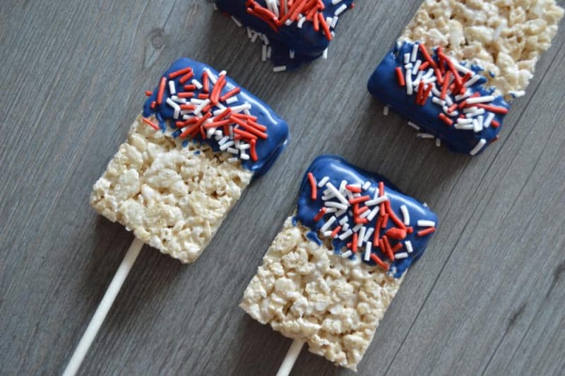 Red, white, and blue rice krispie treats.