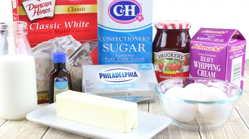 Recipe Ingredients for Chantilly Sheet Cake.
