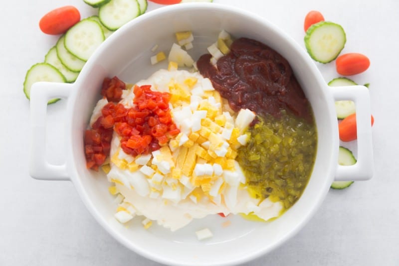 Place all ingredients in a large bowl. 