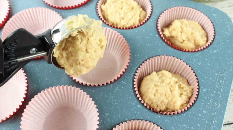 Place batter in lined muffin tin.