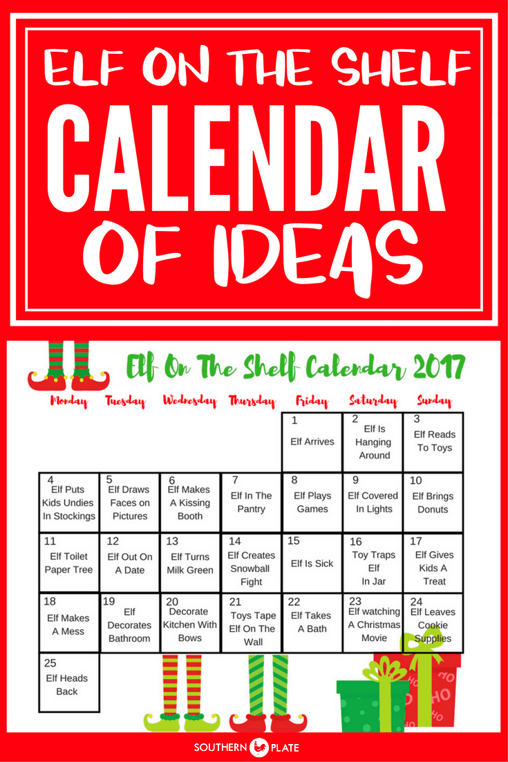 Elf on The Shelf Calendar of Ideas! - Southern Plate