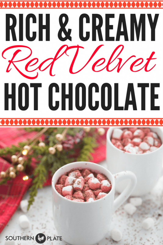 Red velvet hot chocolate Pinterest image