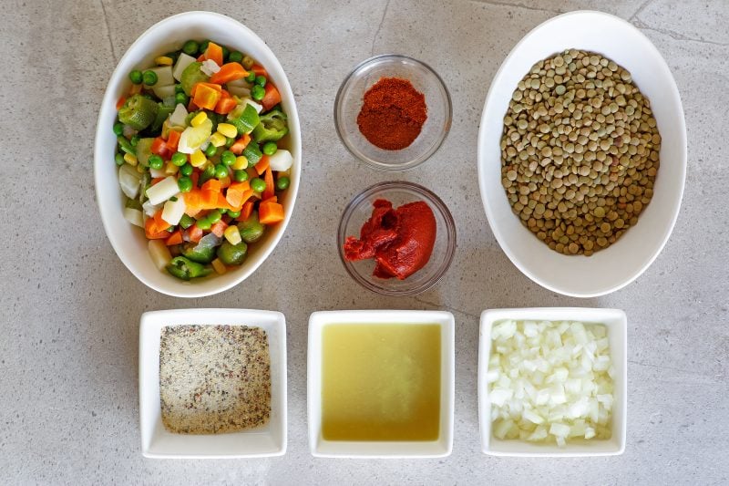 Ingredients for Lentil Stew.