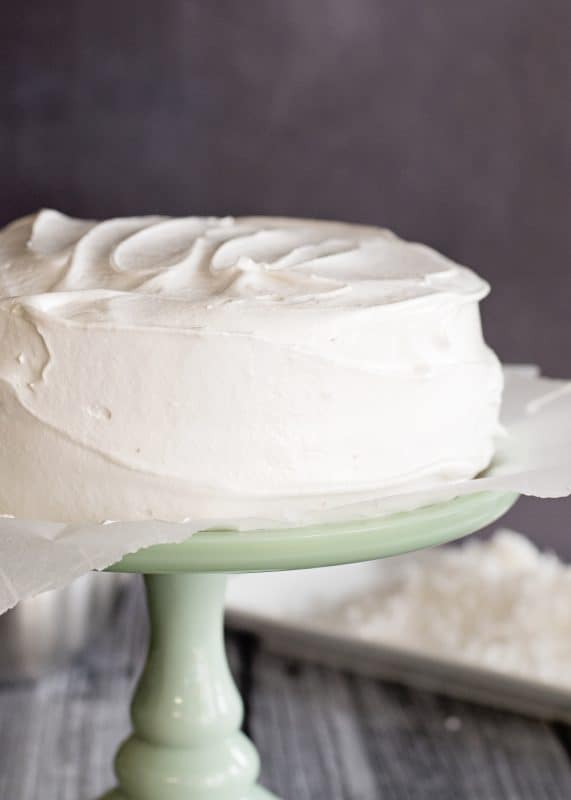 Iced Grandmama's Old-Fashioned Coconut Cake with No Fail Seven Minute Frosting