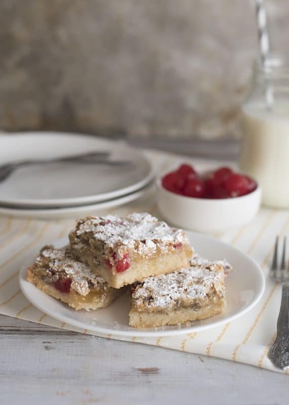 Cherry bars on plate.