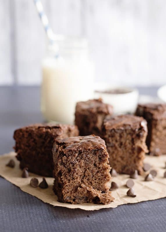 Pieces of chocolate snack cake.