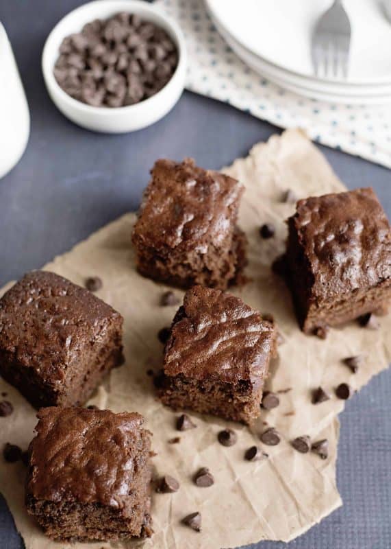 Pieces of chocolate snack cake.