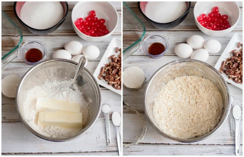 Place crust ingredients in a mixing bowl and cut together until crumbly.