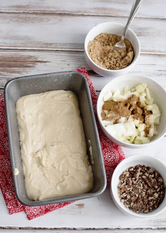 Pour half of this batter into a greased loaf pan. 