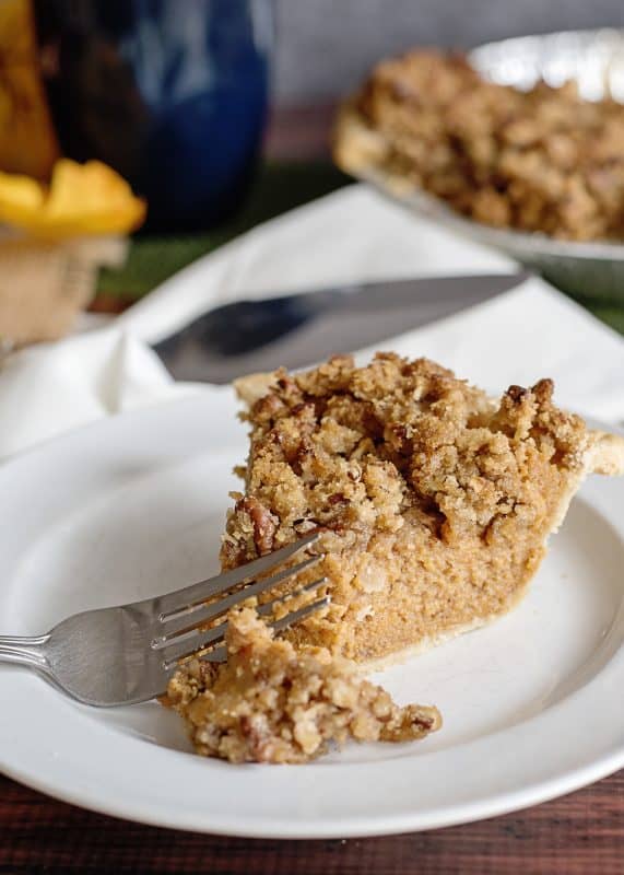 Slice of Southern Sweet Potato Pie with Streusel Topping